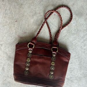 Patricia Nash Coin Bag Brown Leather Tote Vintage Style